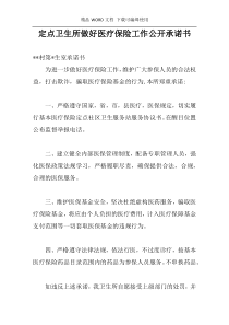 定点卫生所做好医疗保险工作公开承诺书