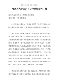 返家乡大学生实习心得感悟范例二篇