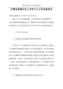 分管业务副行长上半年个人工作总结范文