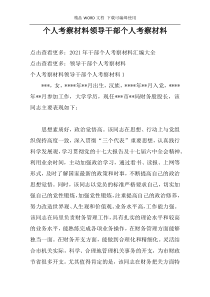 个人考察材料领导干部个人考察材料