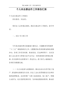 个人向全委会作工作报告汇报