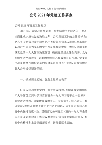 公司2021年党建工作要点