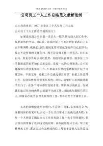 公司员工个人工作总结范文最新范例