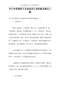 关于对党委班子及其成员之间的意见建议三篇