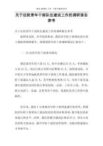 关于法院青年干部队伍建设工作的调研报告参考