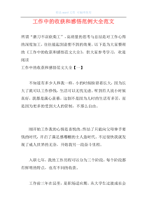 工作中的收获和感悟范例大全范文