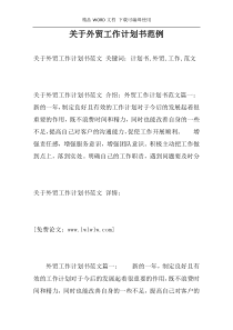 关于外贸工作计划书范例
