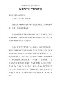 湖南常宁财神洞导游词