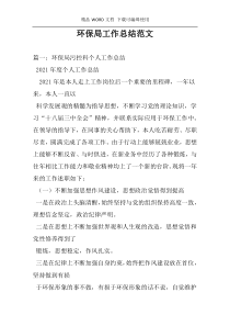 环保局工作总结范文