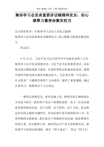 集体学习会发表重要讲话稿精神发言：初心凝聚力量使命激发担当