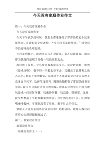今天没有家庭作业作文