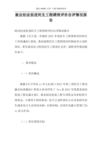 就业创业促进民生工程绩效评价自评情况报告