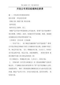 开发公司项目经理岗位职责