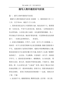 描写人物外貌的好句好段