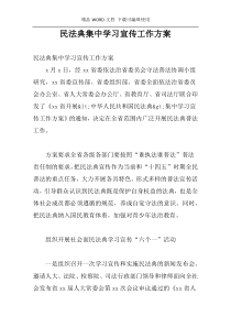 民法典集中学习宣传工作方案