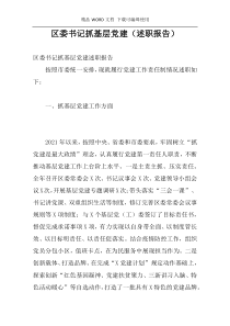 区委书记抓基层党建（述职报告）