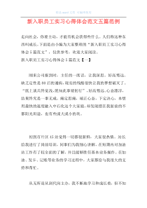 新入职员工实习心得体会范文五篇范例