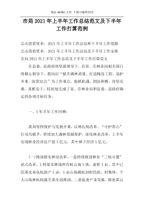 市局2021年上半年工作总结范文及下半年工作打算范例