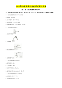 2020年山东潍坊中考化学试题及答案