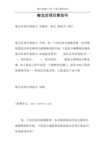 淘宝店项目策划书