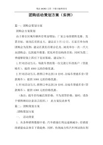 团购活动策划方案（实例）