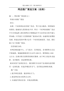 网店推广策划方案（实例）