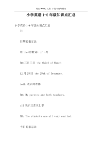 小学英语1-6年级知识点汇总