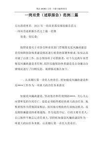 一岗双责（述职报告）范例二篇