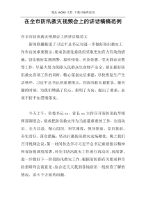在全市防汛救灾视频会上的讲话稿稿范例