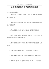 心灵鸡汤语录人生哲理的句子精选