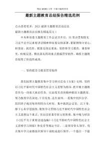 最新主题教育总结报告精选范例