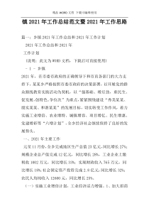 镇2021年工作总结范文暨2021年工作思路