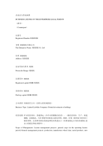 营业执照英文版