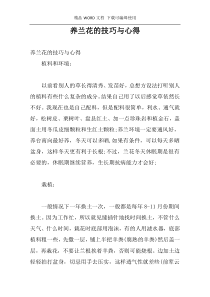 养兰花的技巧与心得