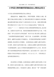 小学语文特岗教师研修活动心得体会范文