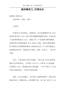 演讲稿范文_何谓安全
