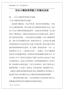 妇女小额担保贷款工作情况总结