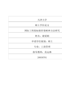 国际工程投标报价策略和方法研究