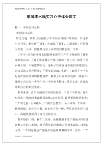 车间流水线实习心得体会范文