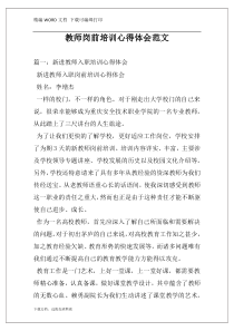 教师岗前培训心得体会范文