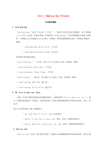 七年级英语上册 Unit 1 Making New Friends句式精讲精练 （新版）仁爱版