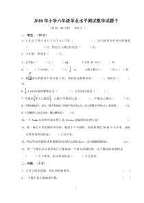 2017--2018年小学六年级数学小升初试卷及答案