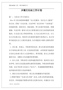 乡镇文化站工作计划