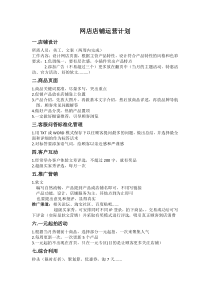 网店店铺运营计划