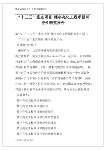 “十三五”重点项目-楼宇亮化工程项目可行性研究报告