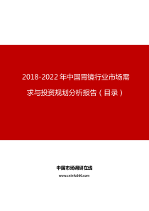 中国胃镜行业市场需求与投资规划分析报告目录