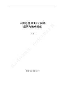 中国电信移动承载网组网与策略规范
