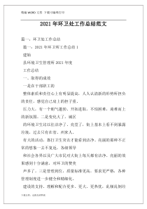 2021年环卫处工作总结范文