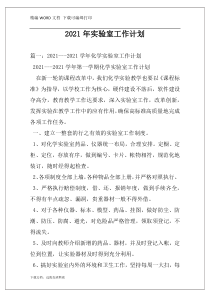 2021年实验室工作计划