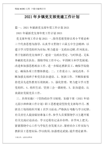 2021年乡镇党支部党建工作计划